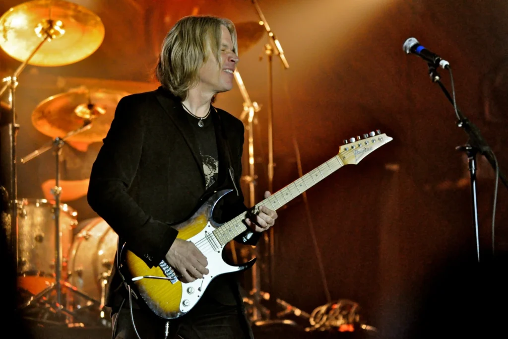 Andy Timmons performing live on electric guitar.
