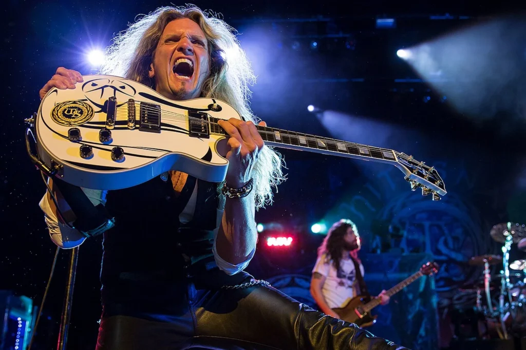Joel Hoekstra performing live on guitar with Whitesnake in San Antonio in 2015.